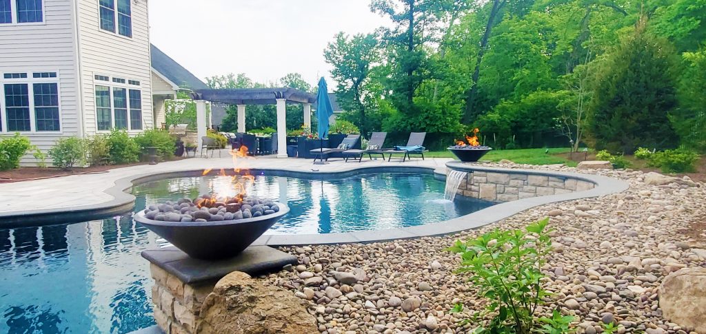 Potted Luck Landscaping and Hardscaping around a Pool Carlisle PA